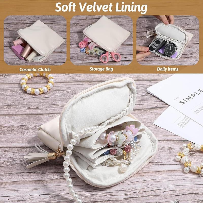 Tassel Jewelry Packing Bag PU Leather Earrings Bracelet Jewelry Storage Case Large Capacity Organizer Mini Cosmetic Bag Gift