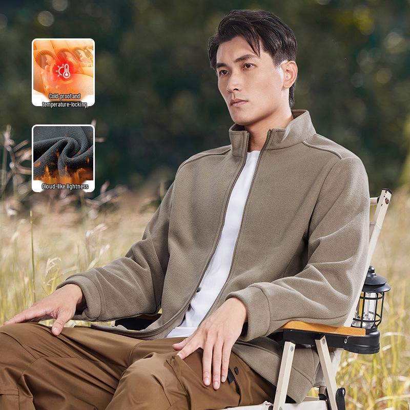 

Мужская антистатическая вельветовая флисовая куртка со стойкой L (recommended 90-115 lbs) серый