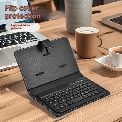 Mobile Phone Bluetooth Keyboard Protective Case Clamshell Office Wireless Support Frame Leather Case Two-in-one