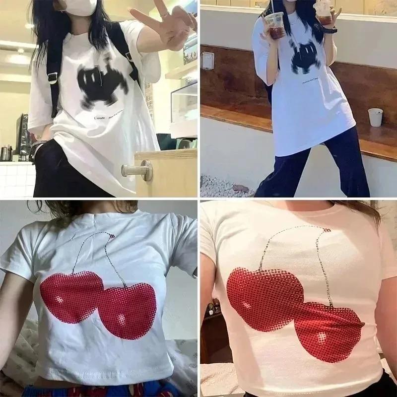 Damenbekleidung Disco-Kugel-Print Rundhals-T-Shirt Kurzarm Lässig Reise-Tops Sommer Frühling Damen Paar Olympisches Top