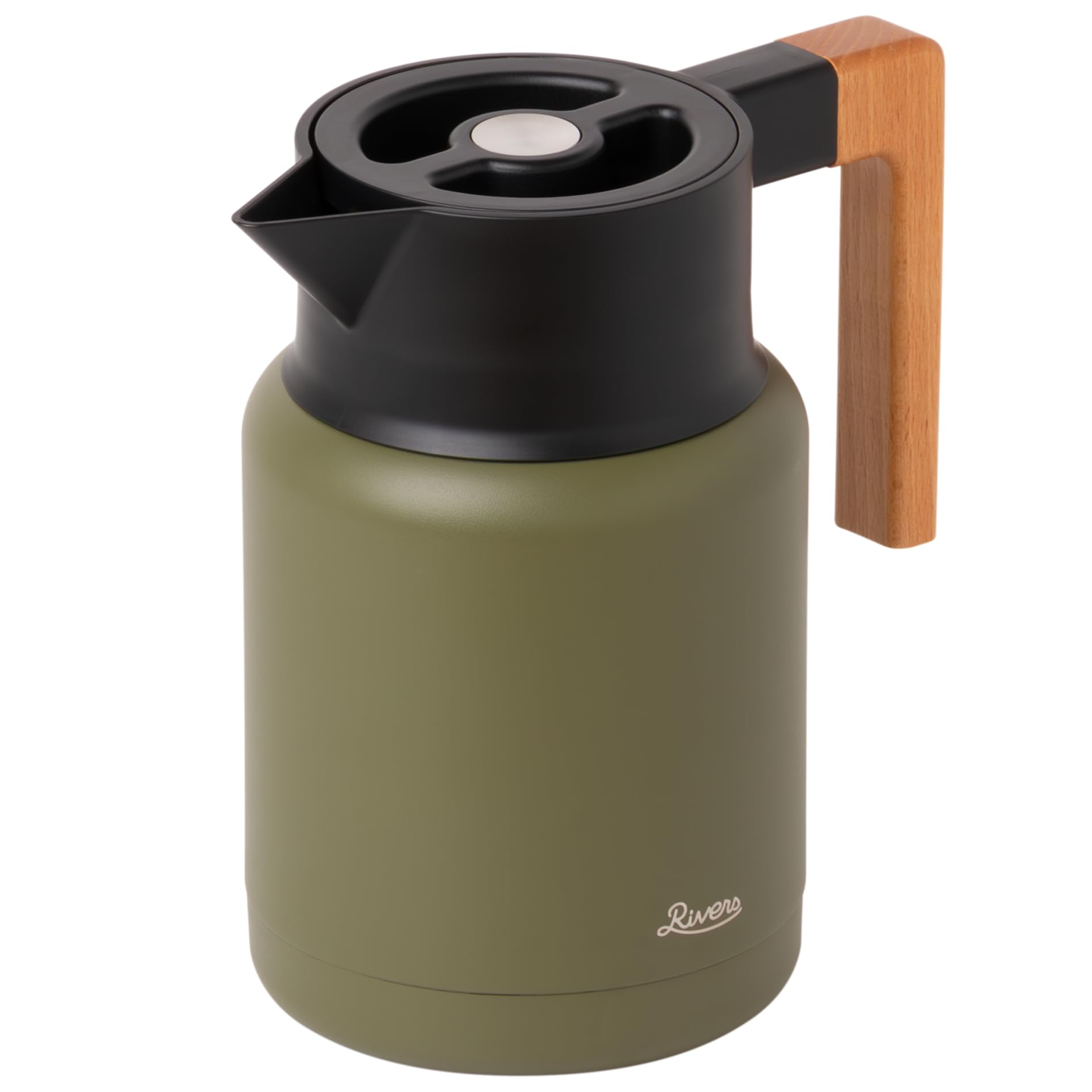 

Rivers Thermo Insulated Water Jug to Wide Keeps Water Hot and Tabletop Jug, Quito, (Easy Clean, Mouth, Cold), 1200ml, Thermos, Insulated, Olive,