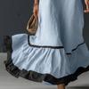 Women's Summer Halter Maxi Dress Ruffle Trim Sleeveless Flowy Long Dress Casual Beach Vacation Sundress