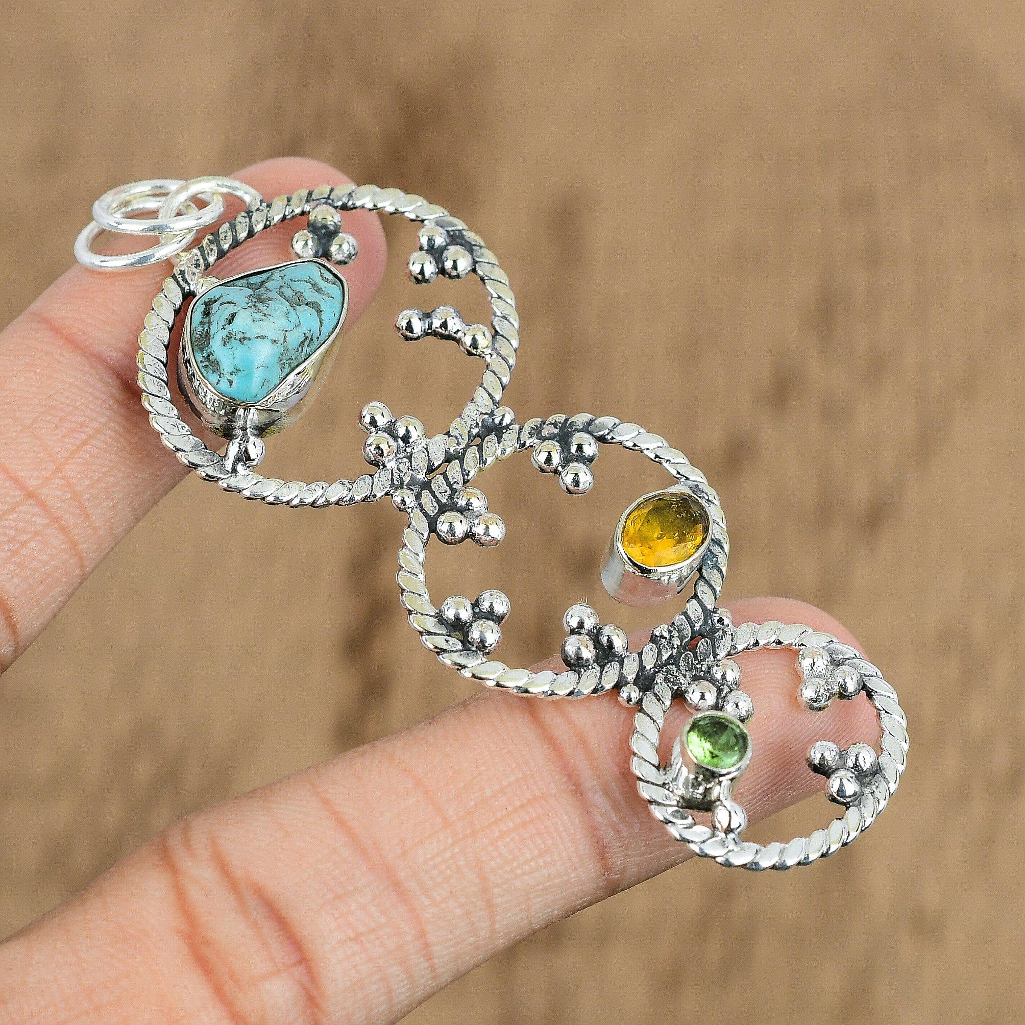 

Натуральный тибетский бирюзовый драгоценный камень Ювелирные изделия 925 стерлинговое серебро Подвеска для женщин