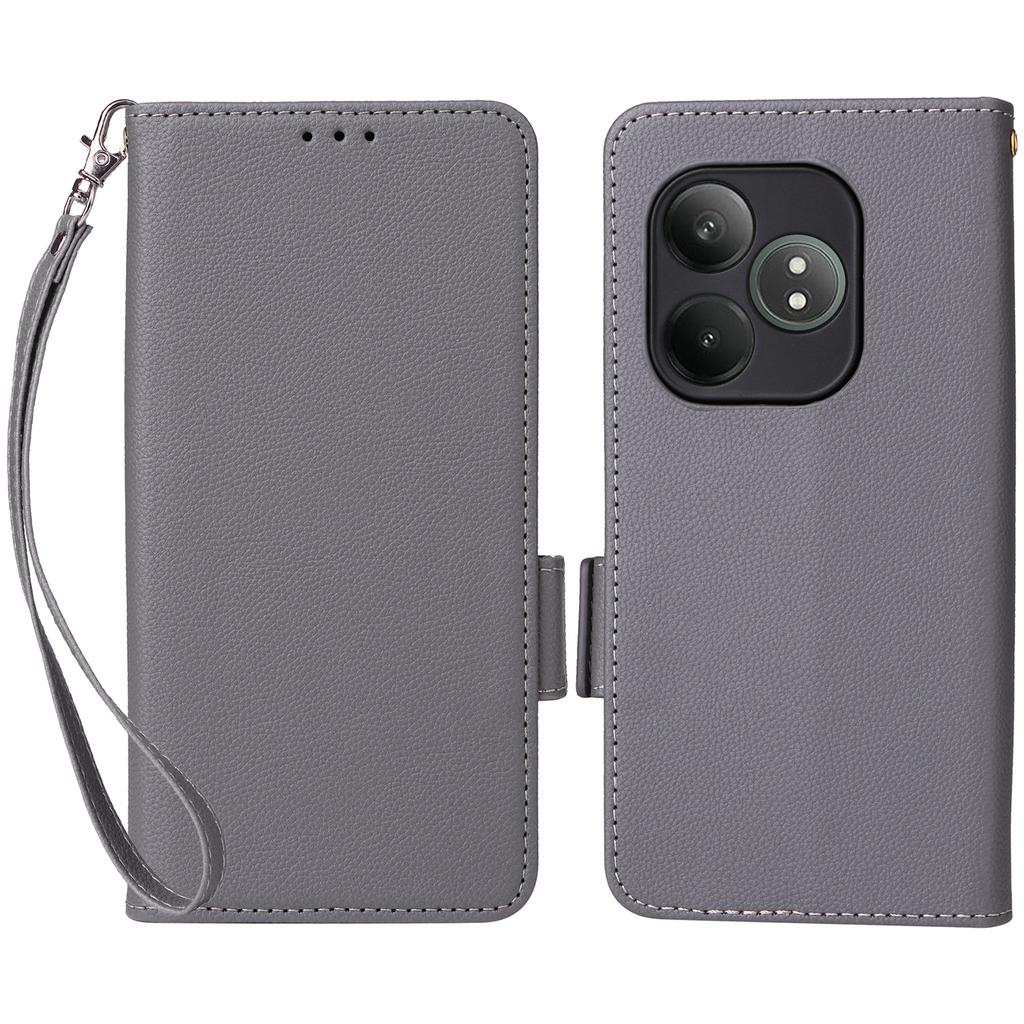 For Realme GT Neo6 SE 5G/Neo6 5G/GT 6 5G/GT 6T 5G Case with Wrist Strap Litchi Texture PU Leather Wallet Phone Cover