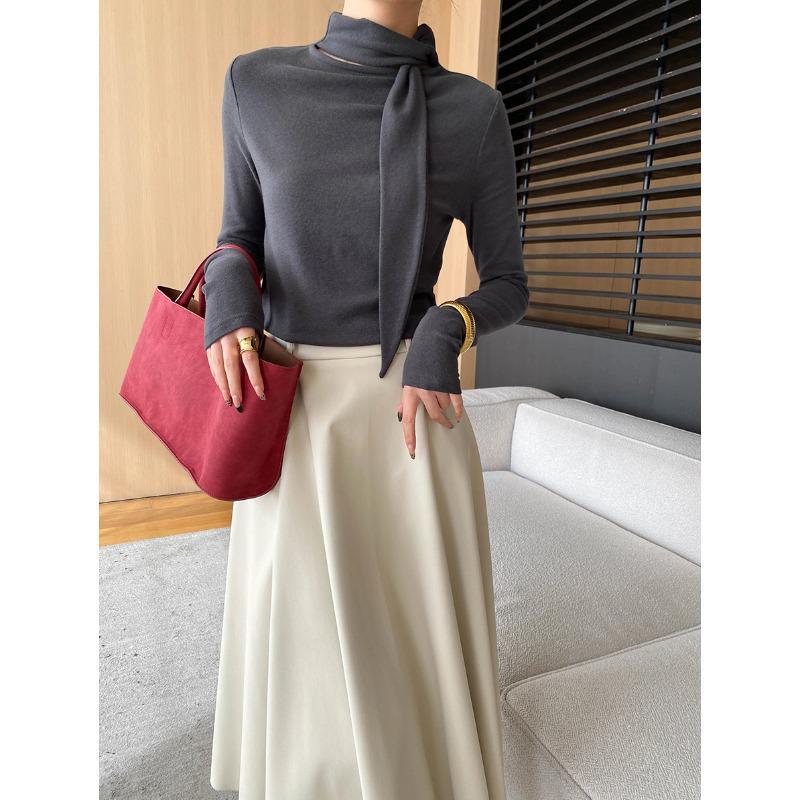 Футболка Sinan Gaozhi с ленточным узором и полувысоким воротником SN6788 L темно-серого