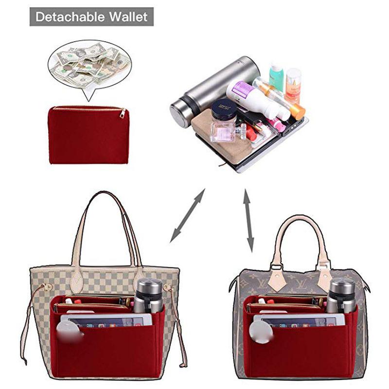 Damen Make-up Organizer/ Filz-Einsatztasche für Handtasche Reise Innentasche Tragbare Kosmetiktaschen Passend für Neverfull