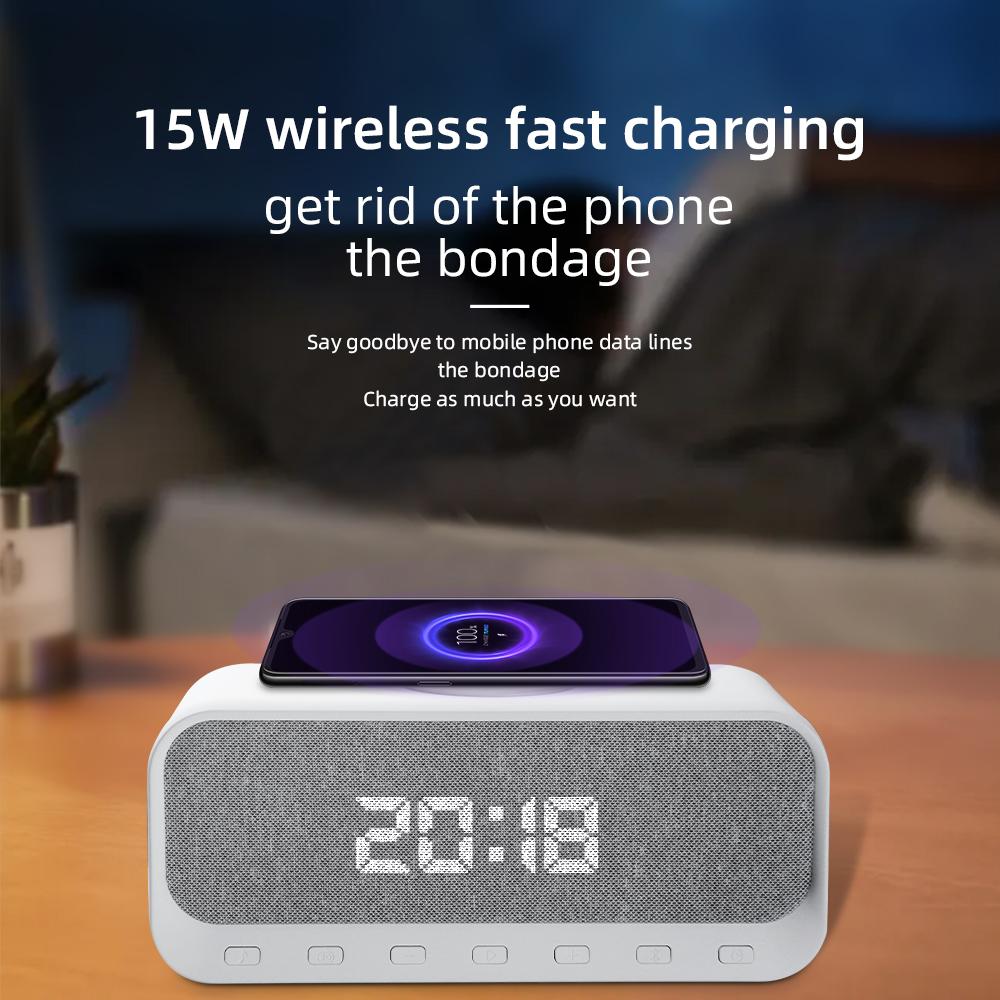 

15 Вт мобильный телефон, беспроводной, быстрая зарядка, Bluetooth-динамик, многофункциональный портативный радиоприемник, настольный будильник, новинка 2022 года