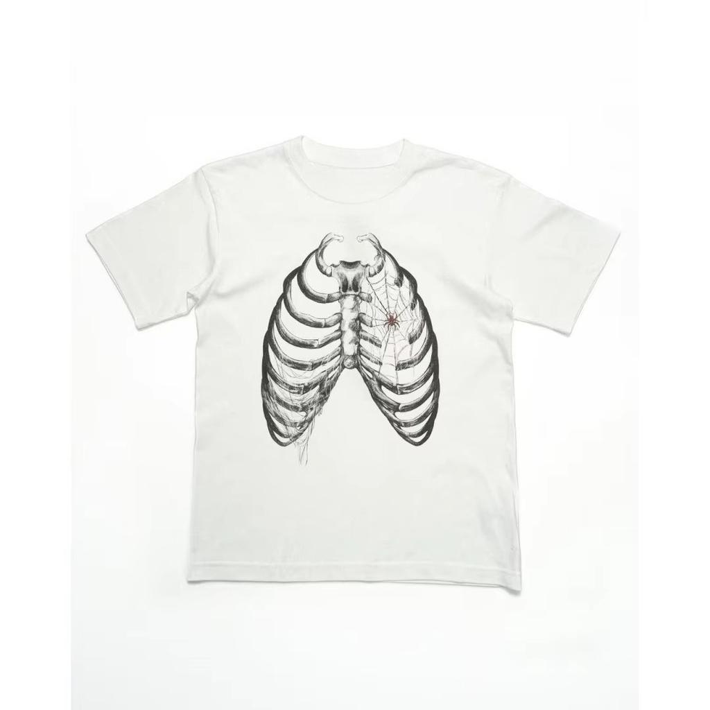 American retro skull pattern Tshirt fashionable sports pure cotton mens Tshirt allseason casual couple streetwear top