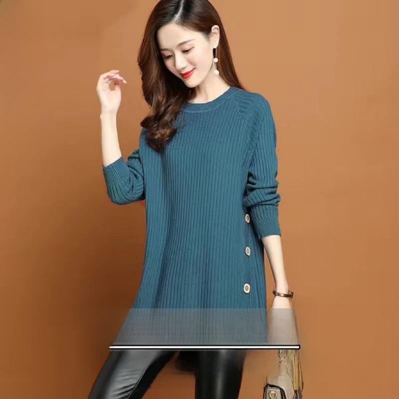 Trendy Slim-Fit Knitted Sweaters for Plus-Size Women - Medium To Long Length, Perfect for Autumn and Winter.