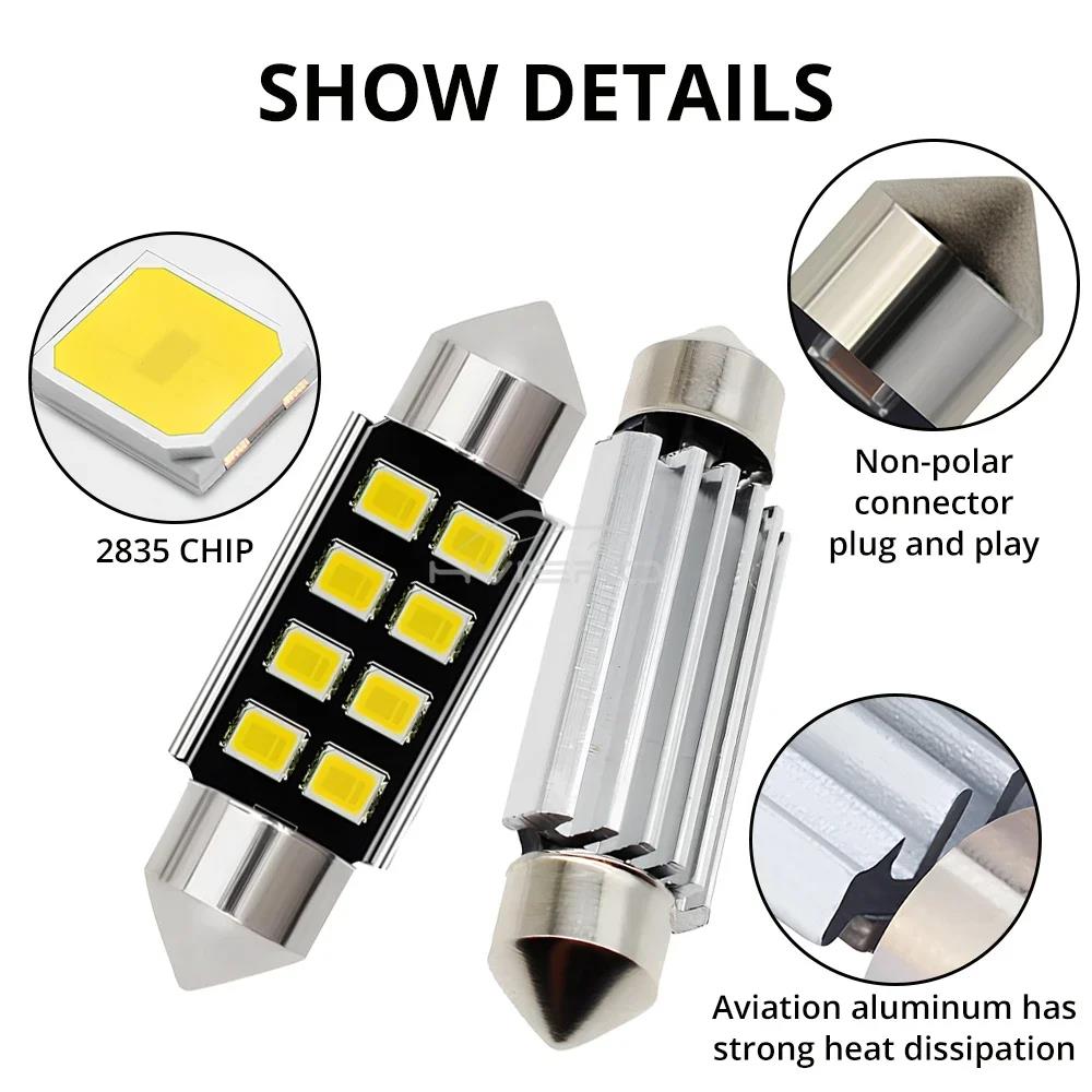 1PCS Festoon C5W C10W Car Reading LEDS 31mm 36mm 39mm 41mm 2835 SMD 8Chips Autos Lantern Dome Lamps Interior Lights White DC 12V Dome Lights 6