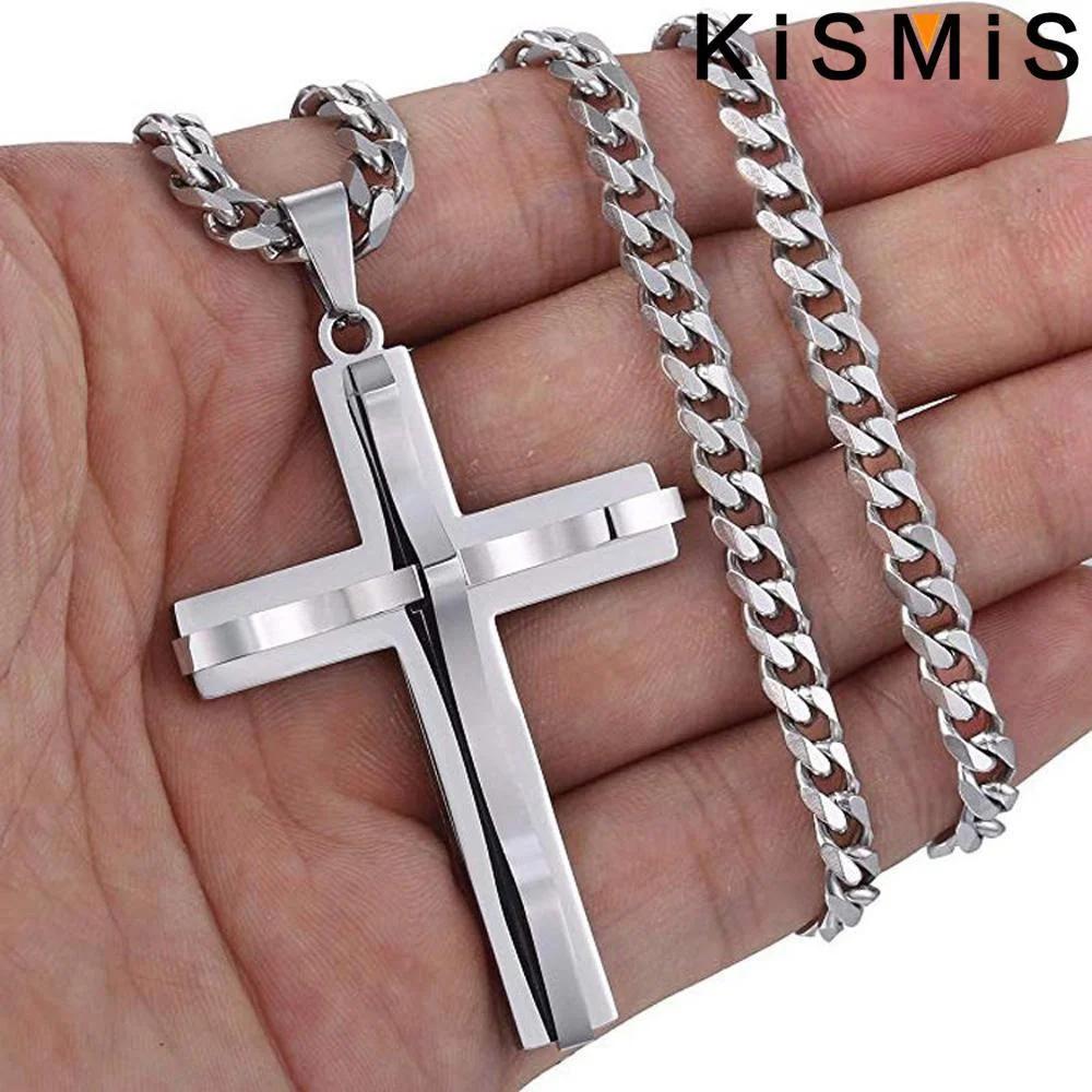 1PC Mens Cross Pendant Necklace Hip Hop Jewelry Accessories Fashion Trendy Necklace for Men