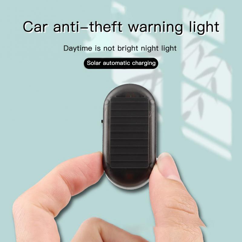 2Pcs LED Solar Powered Fake Security Light Simulated Car Led Warning Light Wireless Strobe Signal Alarm Anti-Theft Caution Lamp