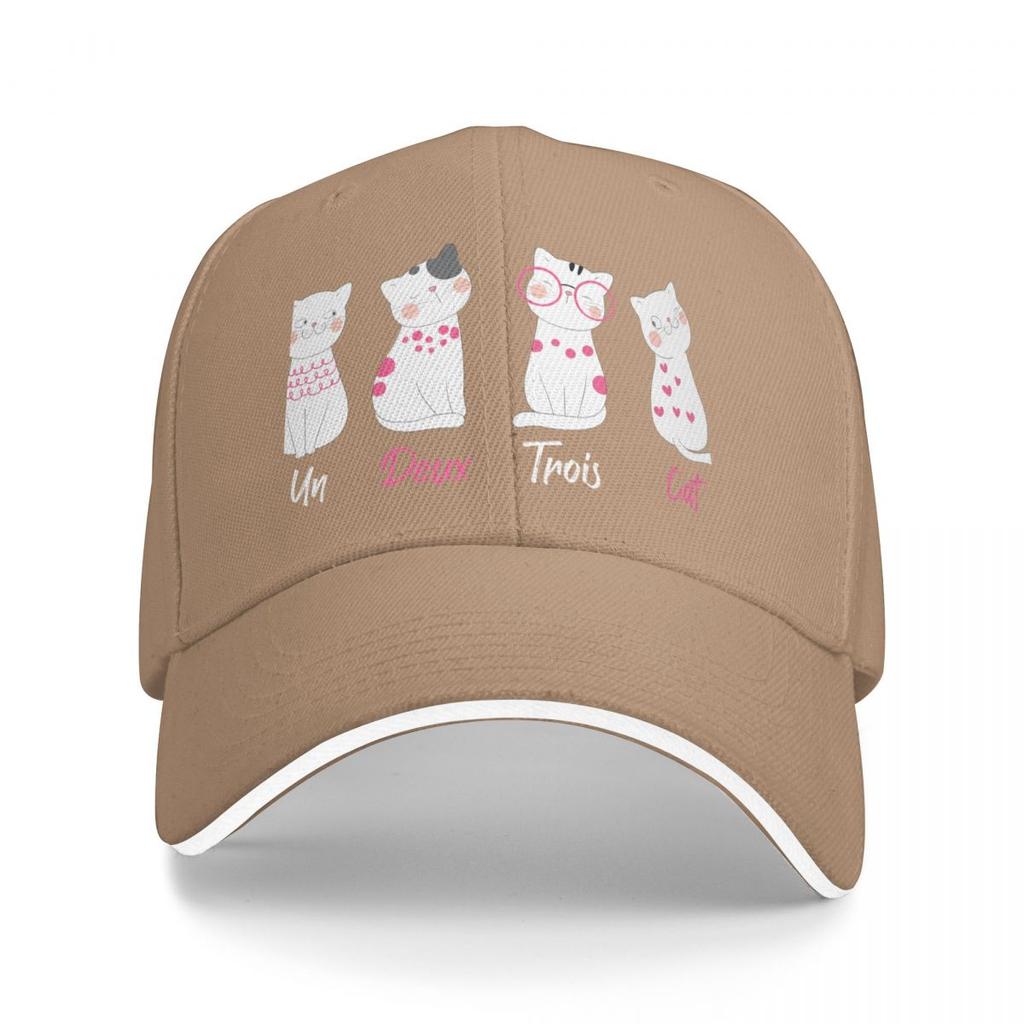 Un Deux Trois Cat Funny Gift Baseball Cap fishing hat mens big size sun caps Hats Woman Mens