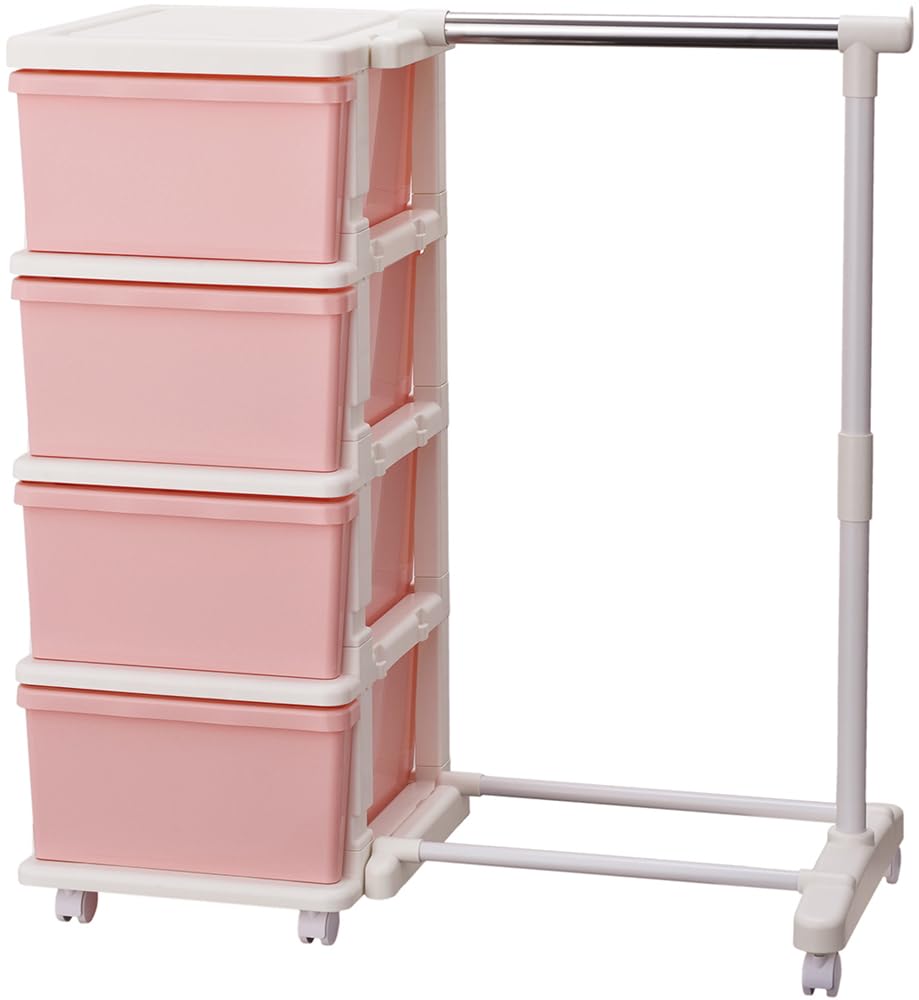 JEJ SEEDS Hanger Rack Chest & 4-Drawer Set, Pink, SIU-4-PI-H