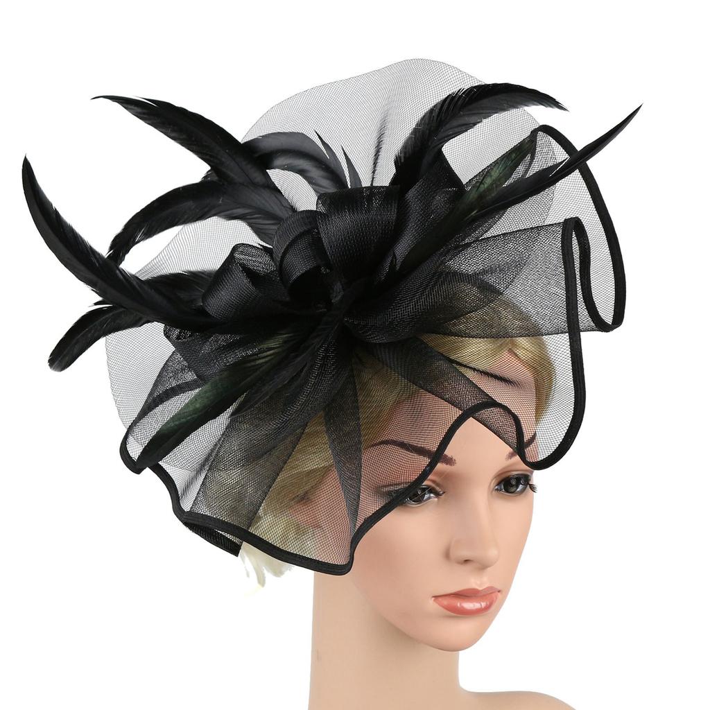 Hair Head Bands Hats For Women Headwear Church Feather Clip Fascinators Hat Wedding Party Cap For Non Slip Head Bands