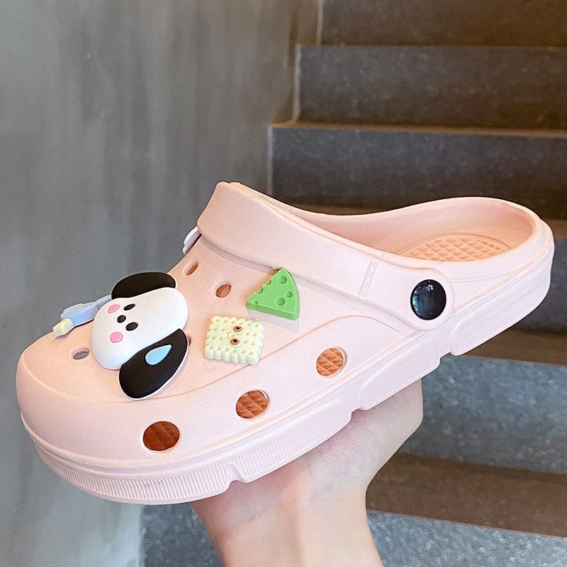 Buty z dziurami damskie antypoślizgowe spersonalizowane modne miękkie na grubej podeszwie do noszenia na zewnątrz letnie plażowe codzienne fajne kapcie nowe