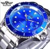 Winner Automatic Mechanical Watch Business Casual Waterproof Luminous Calendar Hollow Stainless Steel Strap Watch Male 8066