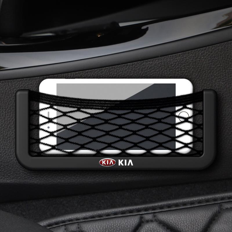 Car Organizer Storage Bag Auto Paste Net Pocket Phone Holder Car Goods For Kia Rio 3 K2 Ceed Cerato K3 Sportage 4 Picanto K5 Optima Sorento Forte