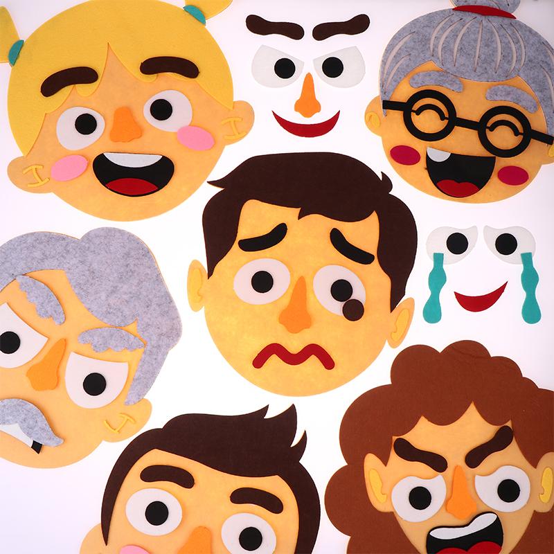 Montessori Facial Expression Game Diy Felt Expression Stickers Emotional Change Toy Toddlers Educational Toys Teaching Supplies