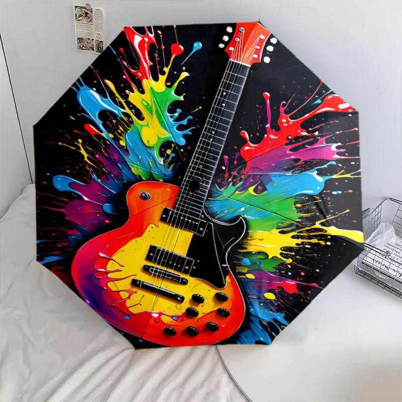 1PC electric guitar Umbrella Portable Folding Umbrella Iron Frame Hole Bone Structure Outdoor Home Umbrella A12