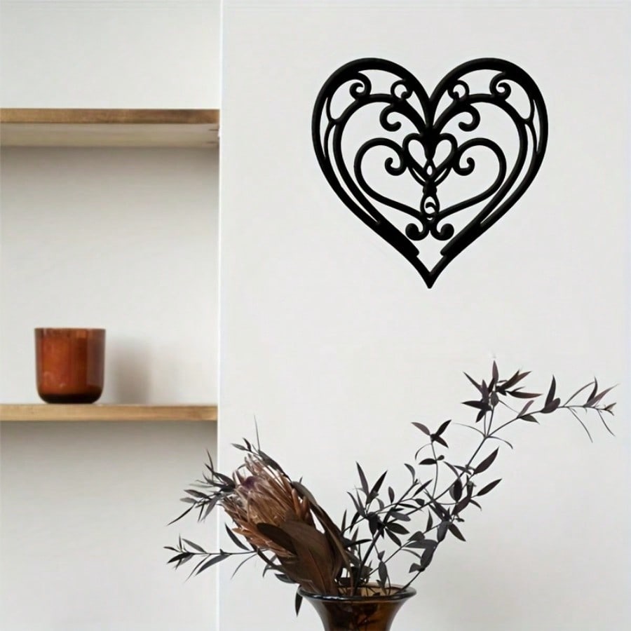 Iron Wall Art Heart Butterfly Metal Sculpture Home Garden Decor Gift