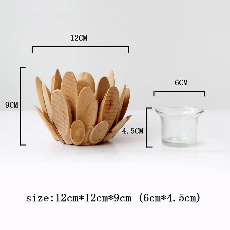 Exquisitely Crafted European Wooden Candle Holder with Lotus Petal Shape for Nordic Home Decoration