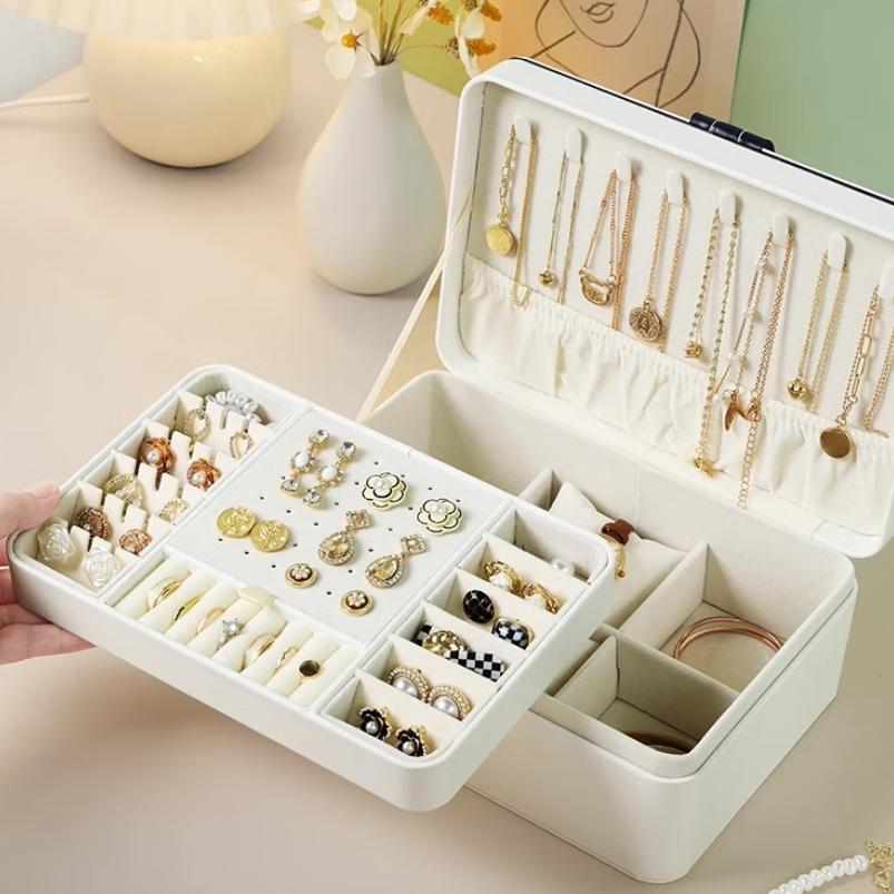 CADUKE Jewelry Storage Box for Necklaces, Earrings, Rings, Jewelry Organizer, White