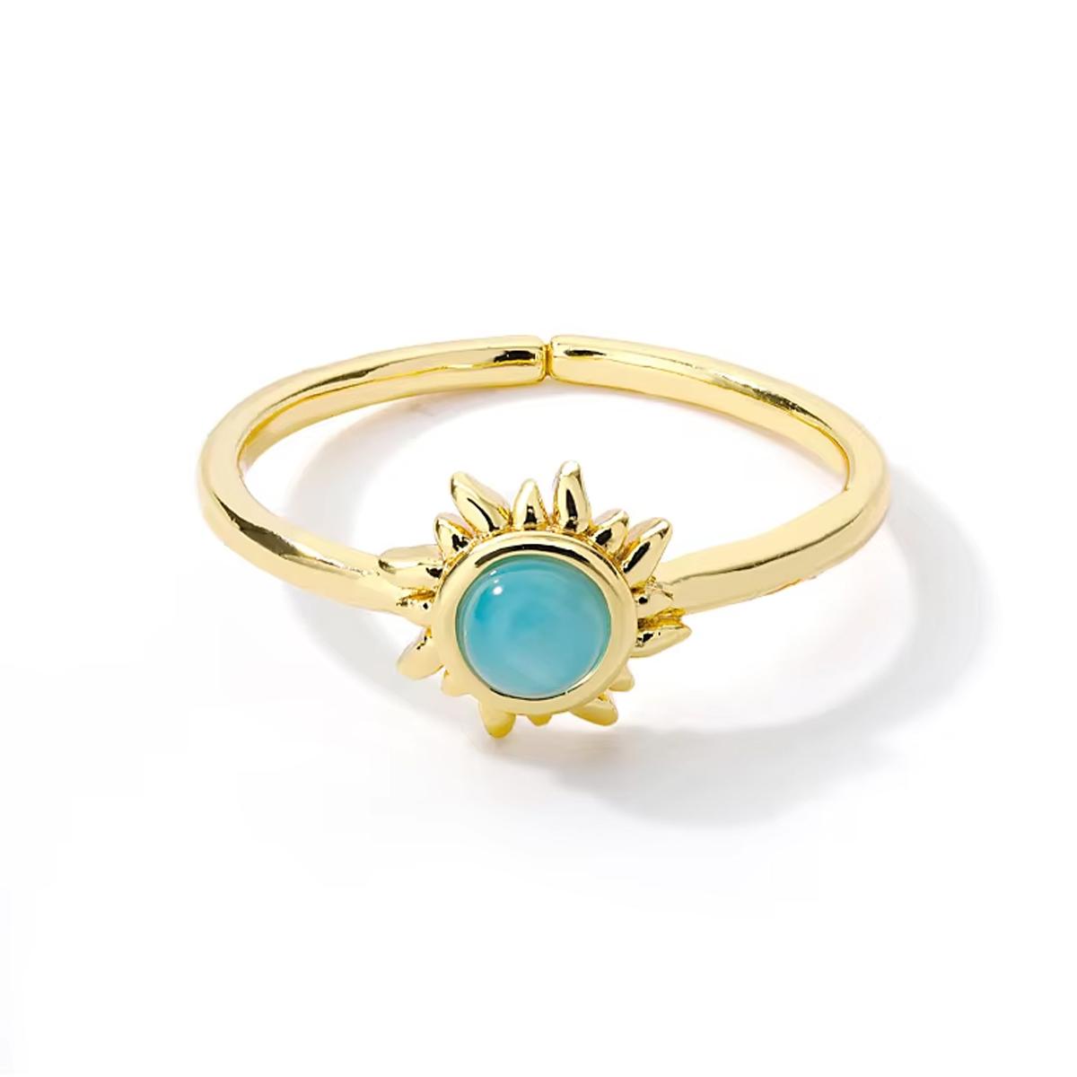 

Регулируемое кольцо-солнце с открытием, женское нишевое ретро-кольцо, универсальное и персонализированное ювелирное изделие для пальца. золотой