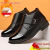 Heren Winter Fleece Gevoerde Hoge Veterschoenen Casual Leer Instappers