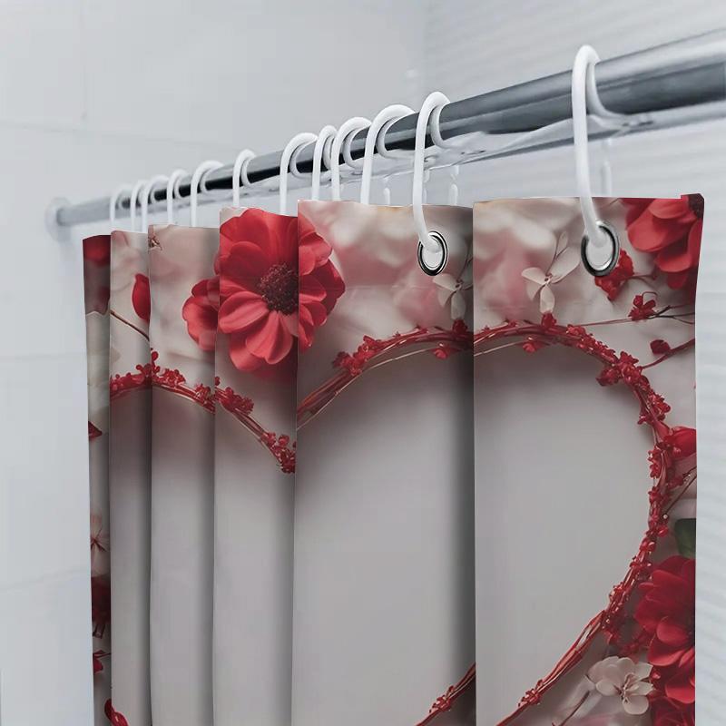 3D Květinový Srdce Sprchový Závěs | Romantická a Elegantní Koupelnová Dekorace