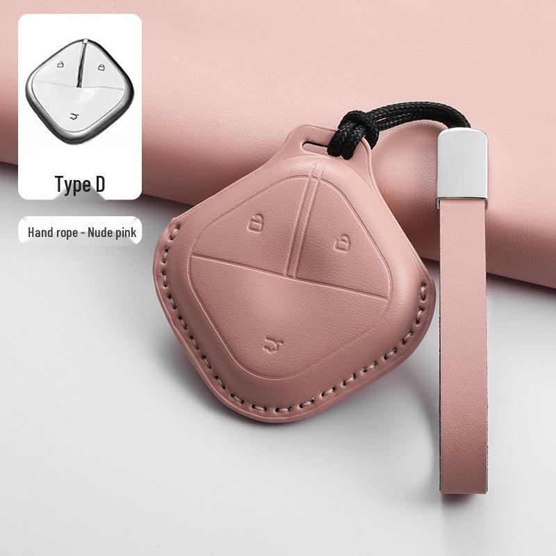 Wuling Bingo & Baojun Yueye Pink Leather Key Cover for Women