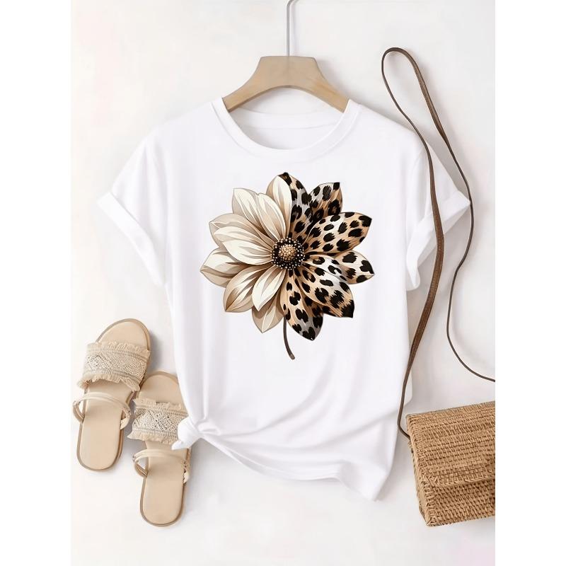 For Plus Size - for Plus Size - Oversized T-Shirt - Women S Playful Graphic Tee - Relaxed Short-Sleeve Round-Neck Top, S белый