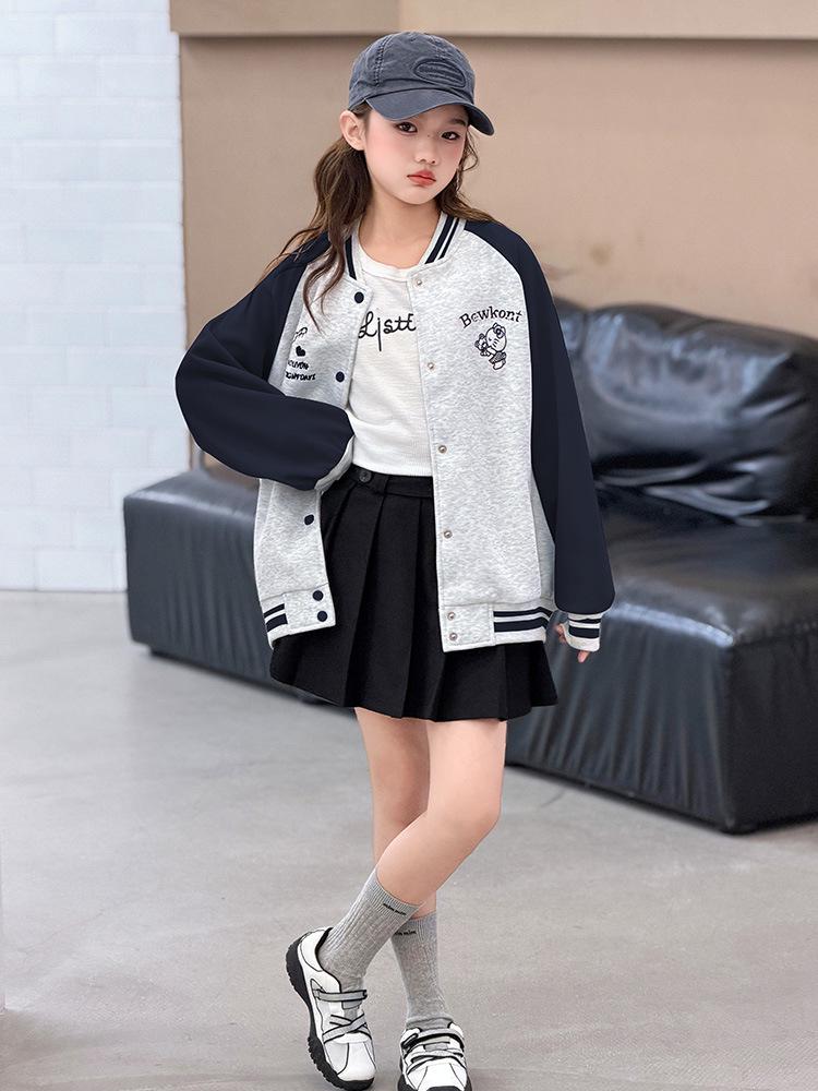 Girls' Windbreaker Baseball Jacket - Spring/Autumn 2026 Children's Clothing