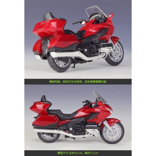 1/18 Scale Honda Gold Wing 2020 Red Diecast Motorcycle Model, Birthday Gift, Kids Toy, Car Collection (Black)