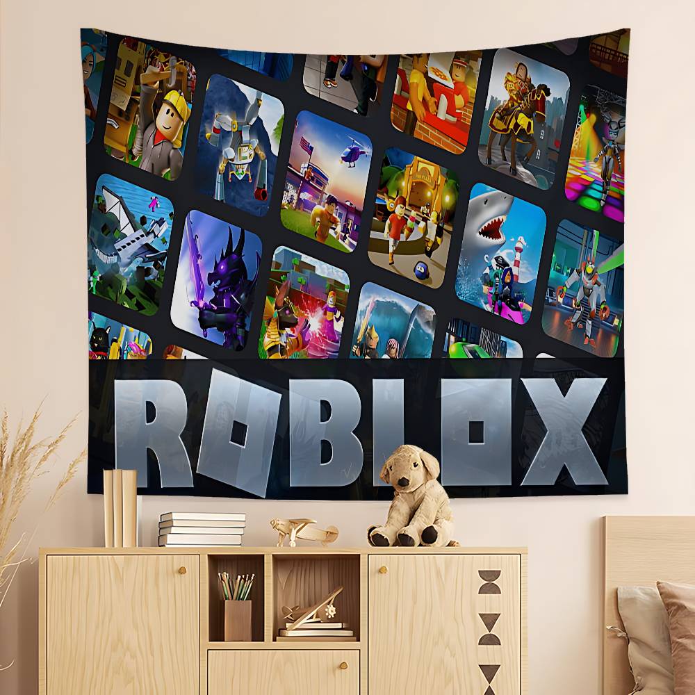 Heißes Spiel-R-Robloxes Cartoon-Wandteppich Kunst Science-Fiction Zimmer Heimdekoration Wandbehang Blätter