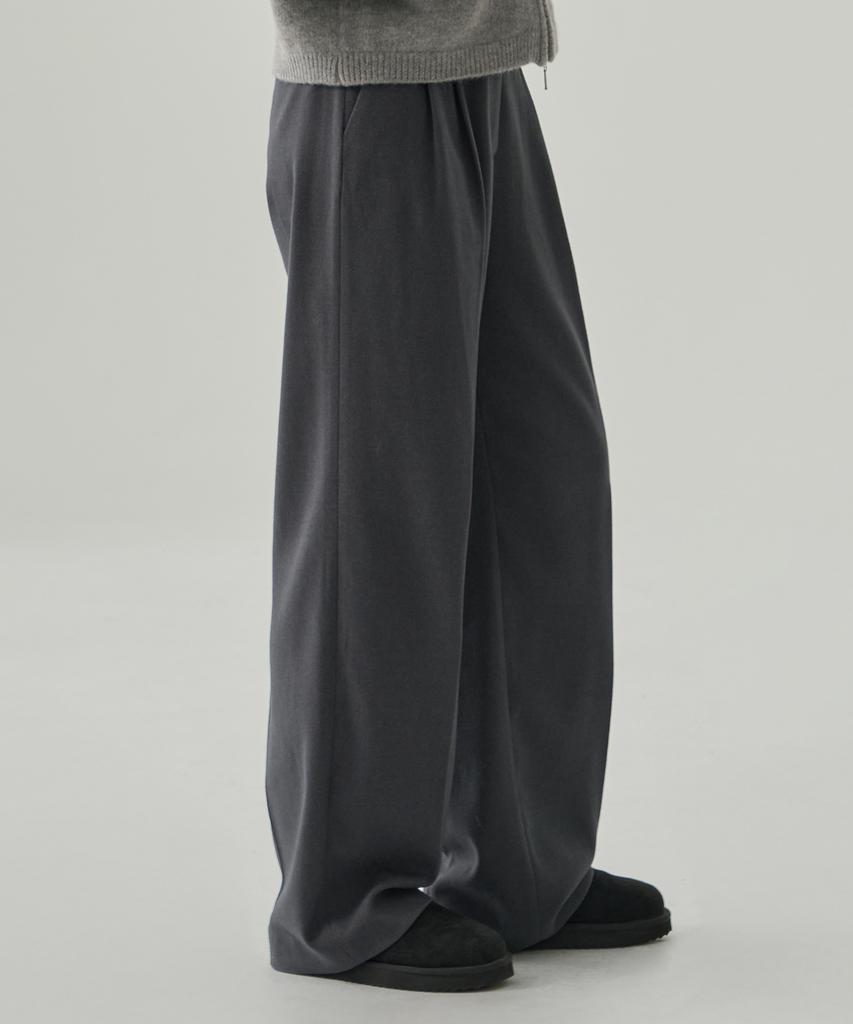 Deuloupisumeon Tosti Brushed Double-Pleat Wide Slacks [Charcoal]