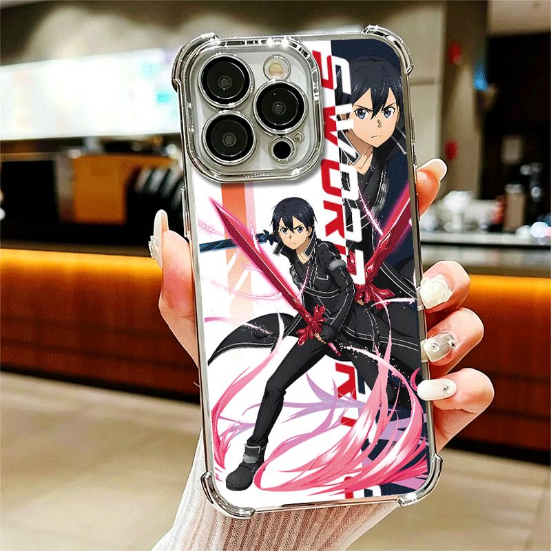 

Anime Sword Art Online SAO Soft Phone Case For iPhone 15 16 17 Air 14 Pro Max 16E Plus 13 12 Mini Plating Anti-Fall Fundas iPhone 12