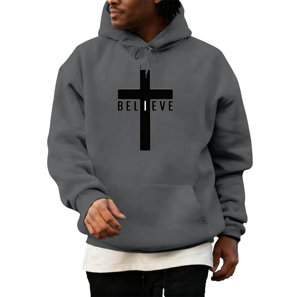 Pullover für Herren Kreuz Pullover Kapuzenpullover Grafik Langarm Sweatshirt