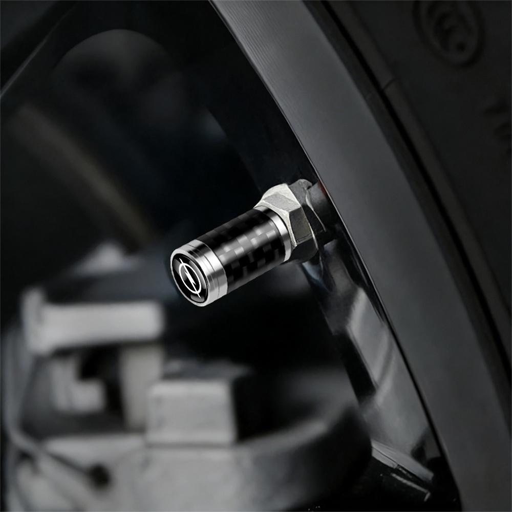 New Carbon Fiber Logo Car Styling Wheel Anti Theft Tire Valve Caps For Opel OPC Astra Insignia G Corsa Mokka Vectra Accessories