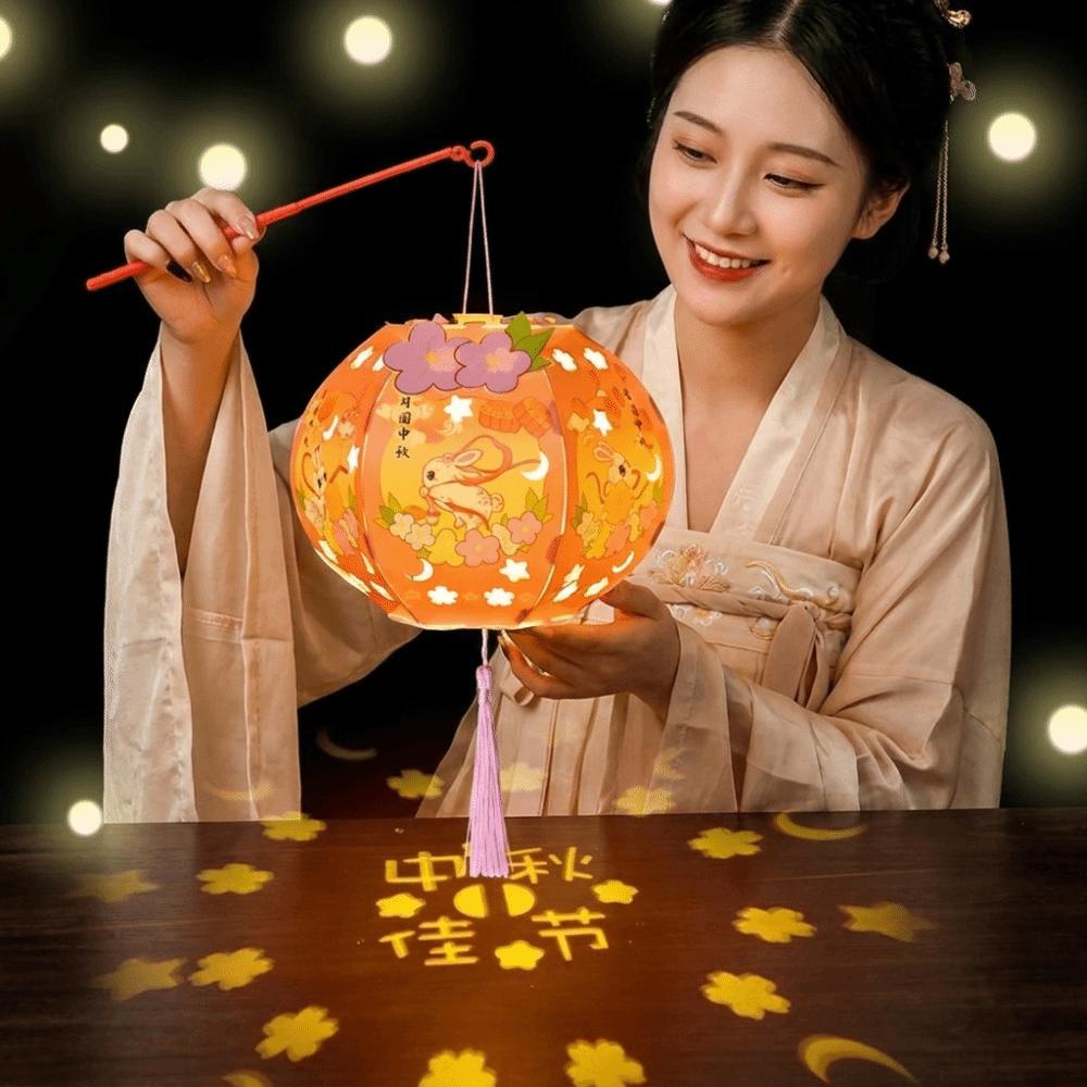 Handheld Mid-Autumn Festival Lantern Rabbit LED Lantern Cute DIY Craft Kit Lantern Gift
