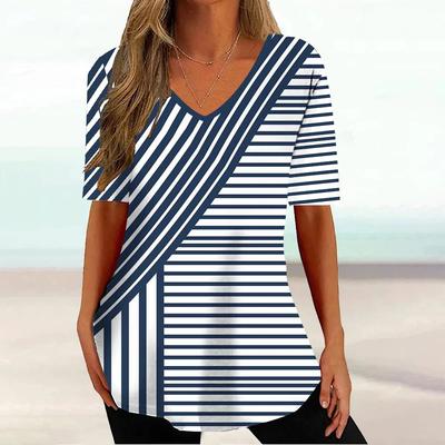 2024 Women's T-Shirt Beautiful Short Sleeve Top Casual Simple Style Women's T Shirt Fashion V Neck T-shirts for Women Top Summer