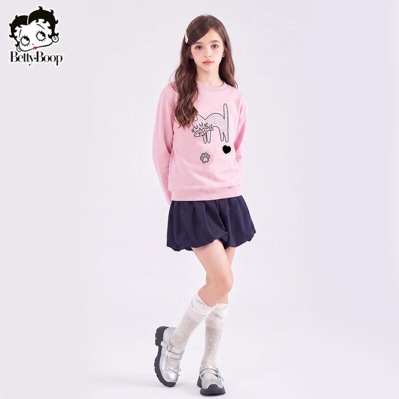 Betta Girls' Loose Crew Neck Long Sleeve Sweatshirt