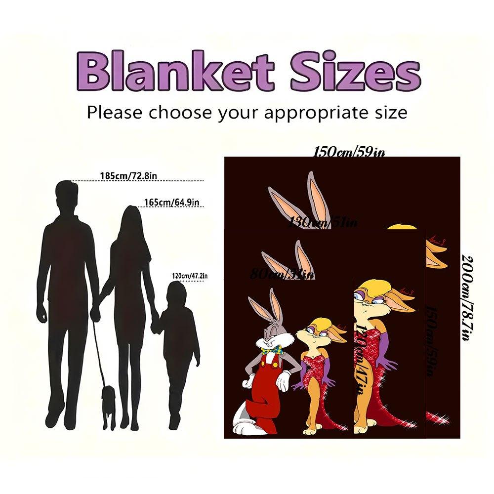 Bugs Bunny & Lola Bunny Looney Tunes Art Print PosterBlanket Flannel Throw Blanket for Sofa, Bed, Travel, Camping, Office