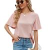 Flounce Sleeve Round Neck Top Ice Crinkle Fabric Women's Summer Fashion New Arrival for Crossborder America Europe