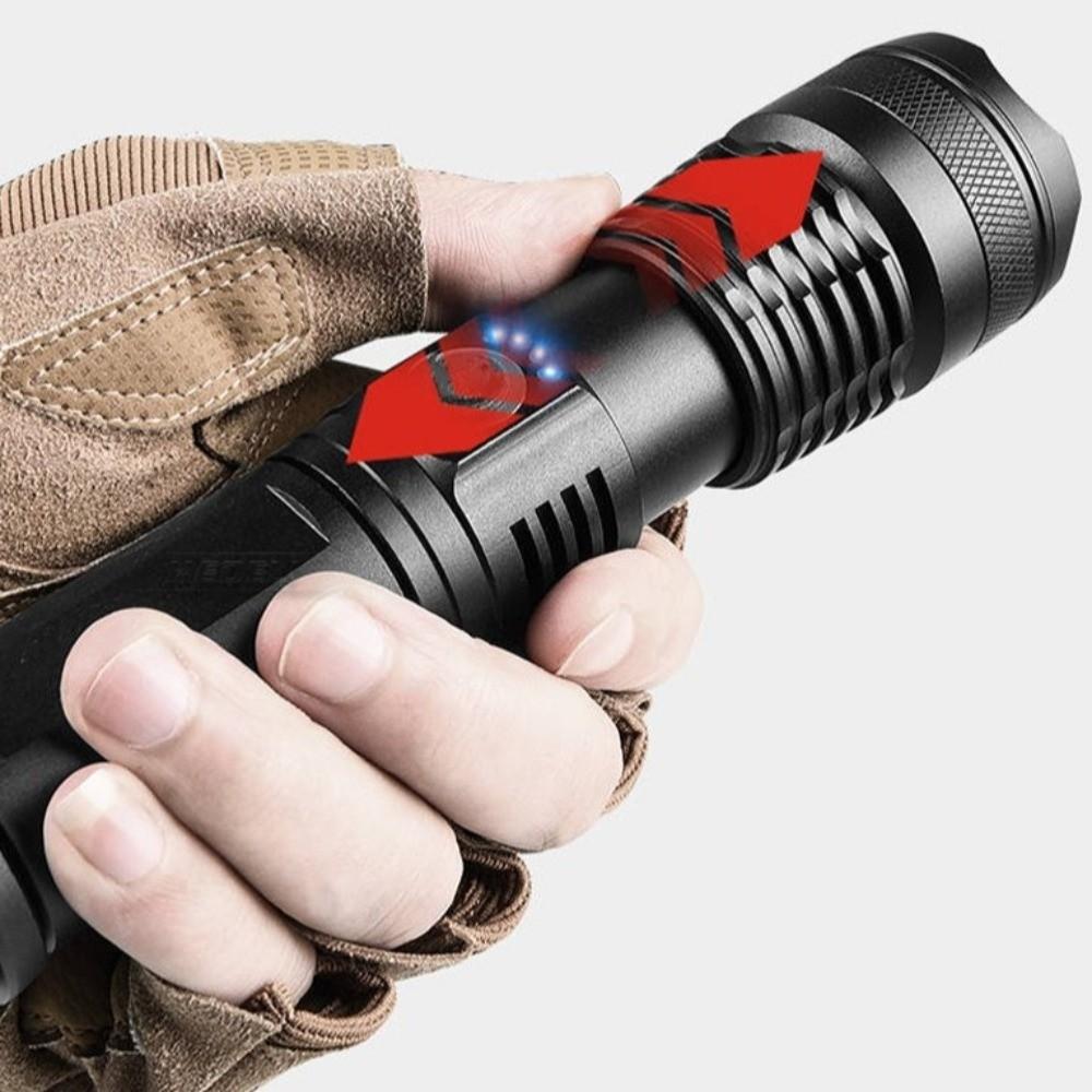 Multifunctional LED Flashlights Telescopic Zoom Outdoor Strong Light Flashlight Hand Lantern