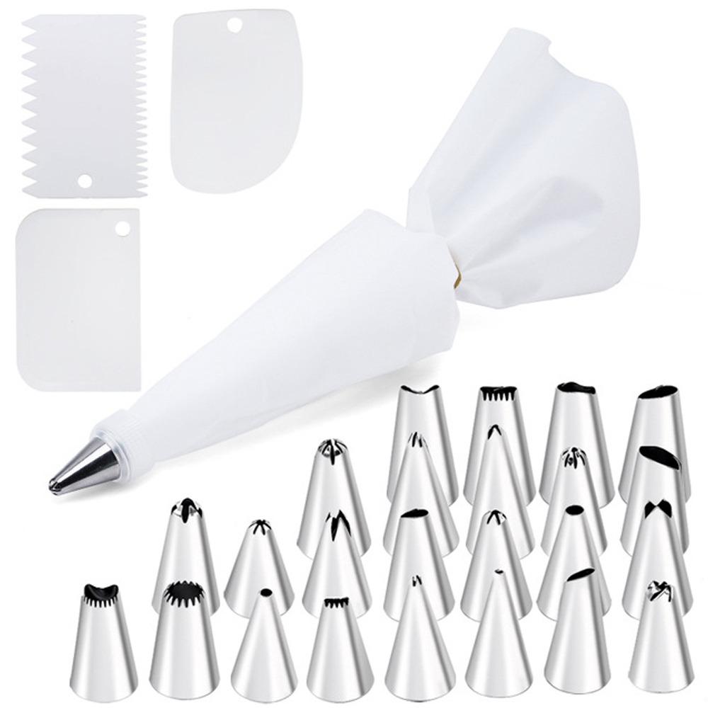 Piping Bag and Nozzle Set, Cake Decorating Baking Supplies Set with Cupcake Nozzles for Making Eclairs, Macarons and Cookies