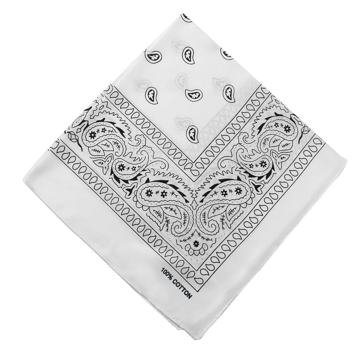 kakatrend bandana white paisley 100% cotton bandana adult stylish white handkerchief cotton bandana unisex do-rag large 55cm x 55cm