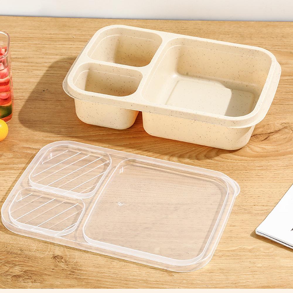 D2 1Pcs Bento Lunch Box for Kids Adults Reusable Food Storage Box Container 3 Compartment Lunch Box for School Work and Travel