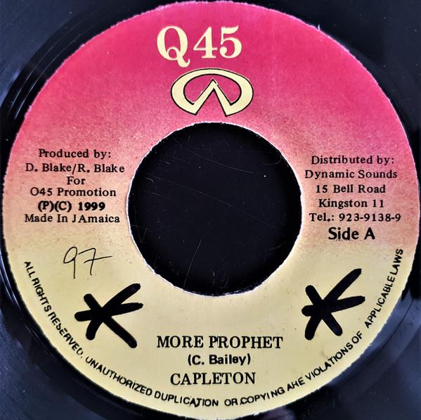 

7-дюймовая пластинка CAPLETON - More Prophet NONE Q45 1999 Ямайка Регги, Ска и Даб Б/У