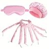 Conjunto de Dormir de Cetim 3 em 1 Máscara de Olho de Seda Touca Modelador de Cabelo Sem Calor Kit Cachos Noturnos Presente Ferramenta de Penteado para Mulheres